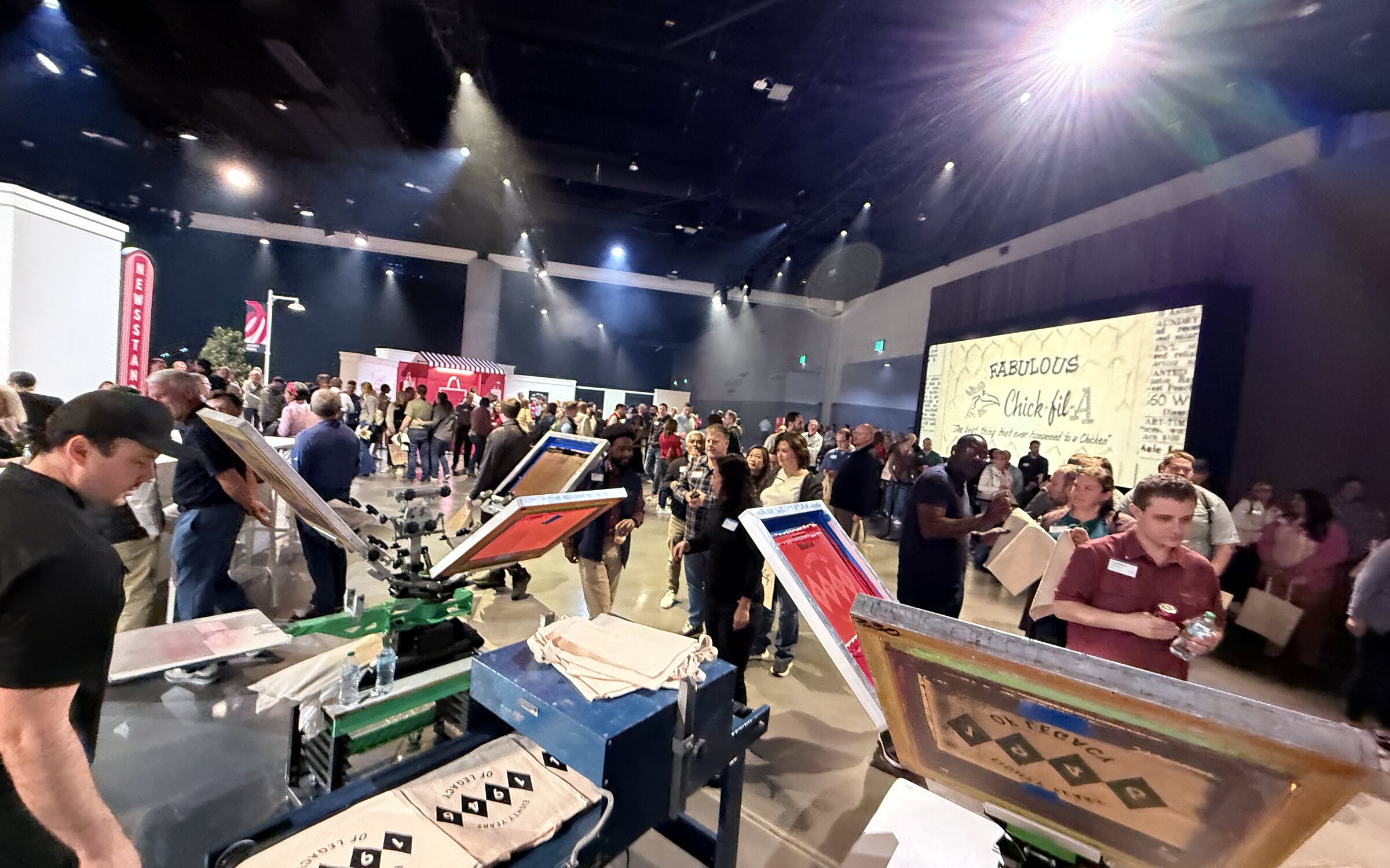 Live screen printing at a corporate event